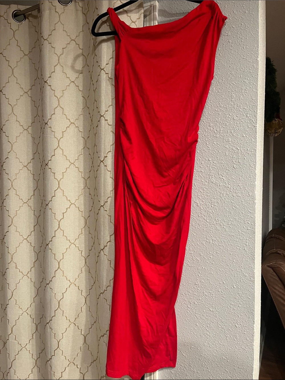 Chic Red Draped Maxi Dress